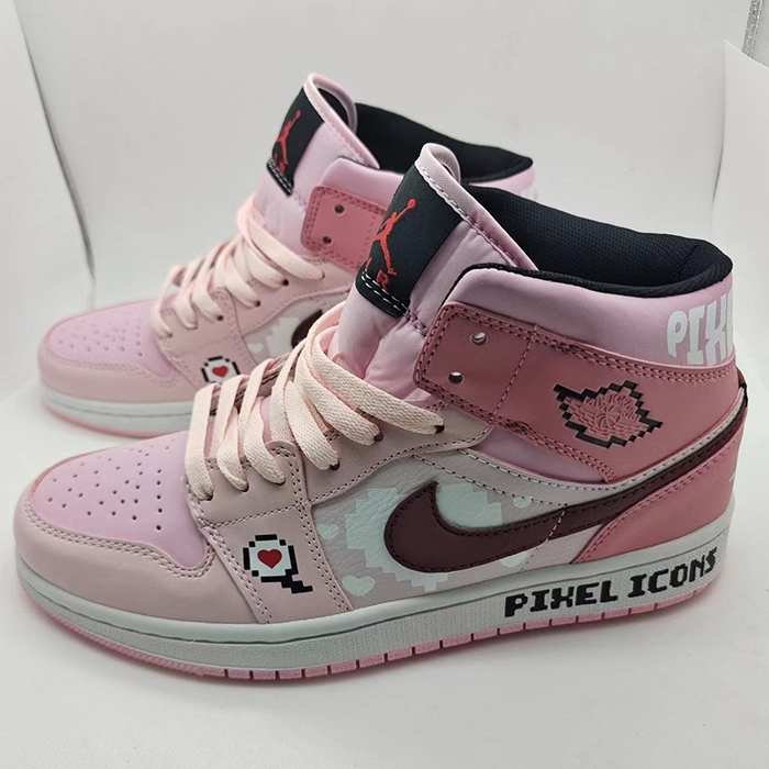 Air Jordan 1 AJ1 Women Running Shoes-Pink/White-8175544