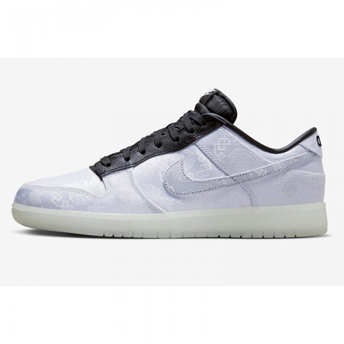 Clot x Fragment x SB Dunk Low Running Shoes-Silver/Black-9873150