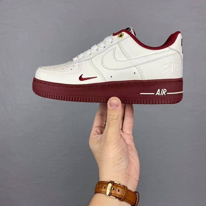 Air Force 1 AF1 Running Shoes-White/Wine Red-4387637