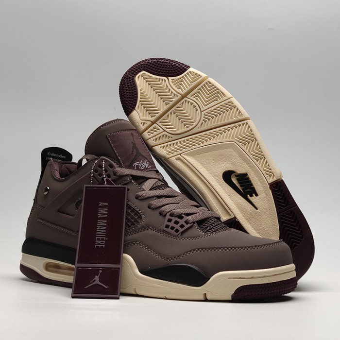 Air Jordan 4 AJ4 Running Shoes-Brown/Black-7396810