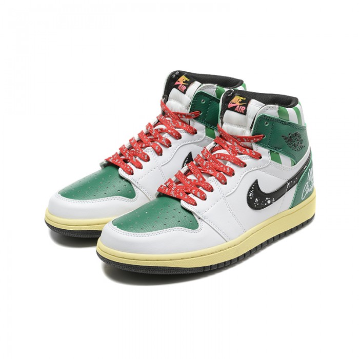 Air Jordan 1 AJ1 High Running Shoes-White/Green-3955733