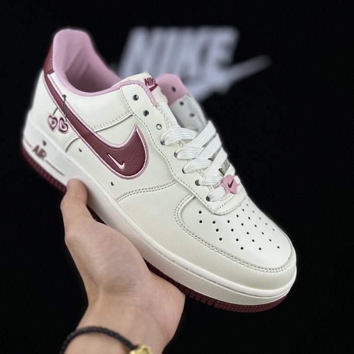 Air Force 1 AF1 Running Shoes-White/Wine Red-8767806