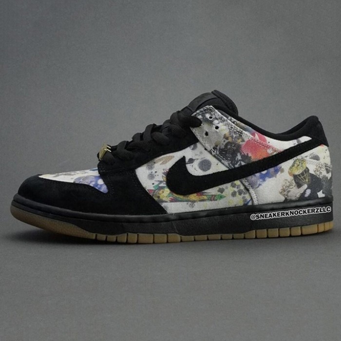 Supreme X SB Dunk Low“Rammellzee”Running Shoes-Black/White-2438149