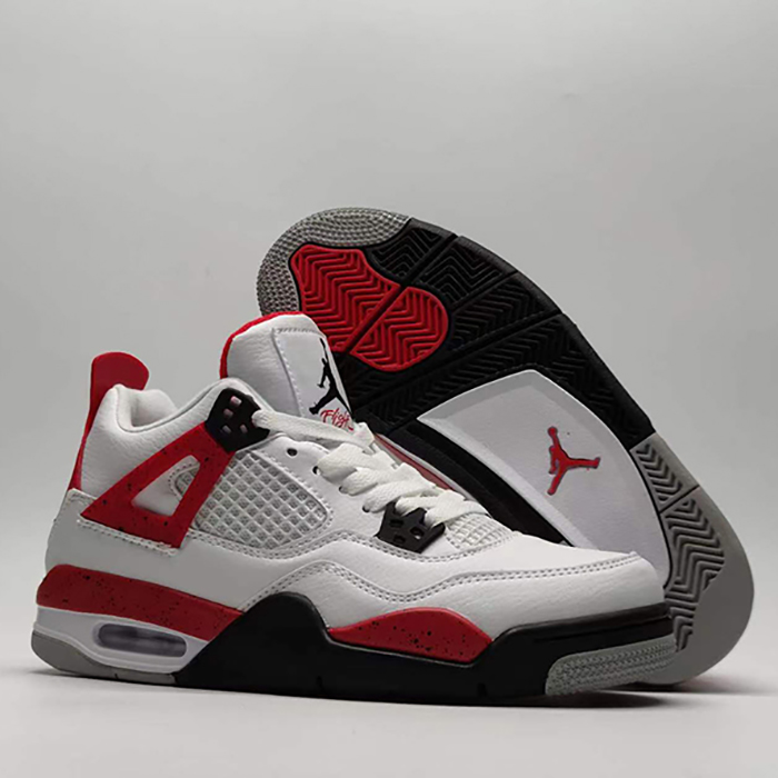 Air Jordan 4 AJ4 Running Shoes-White/Red-9577480