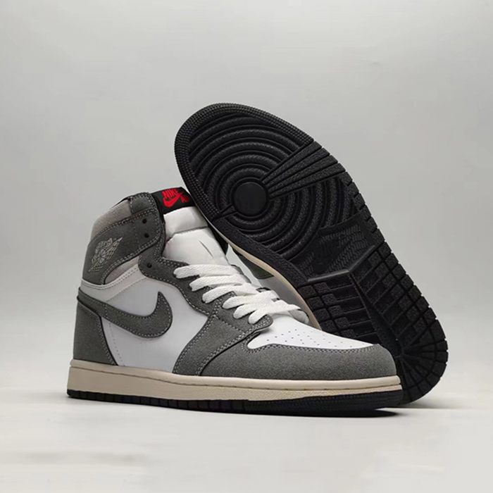 Air Jordan 1 AJ1 High Running Shoes-Gray/White-8185660