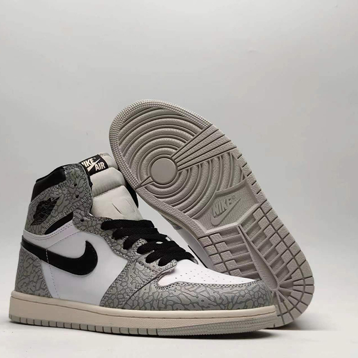 Air Jordan 1 AJ1 High Running Shoes-Gray/White-7930174