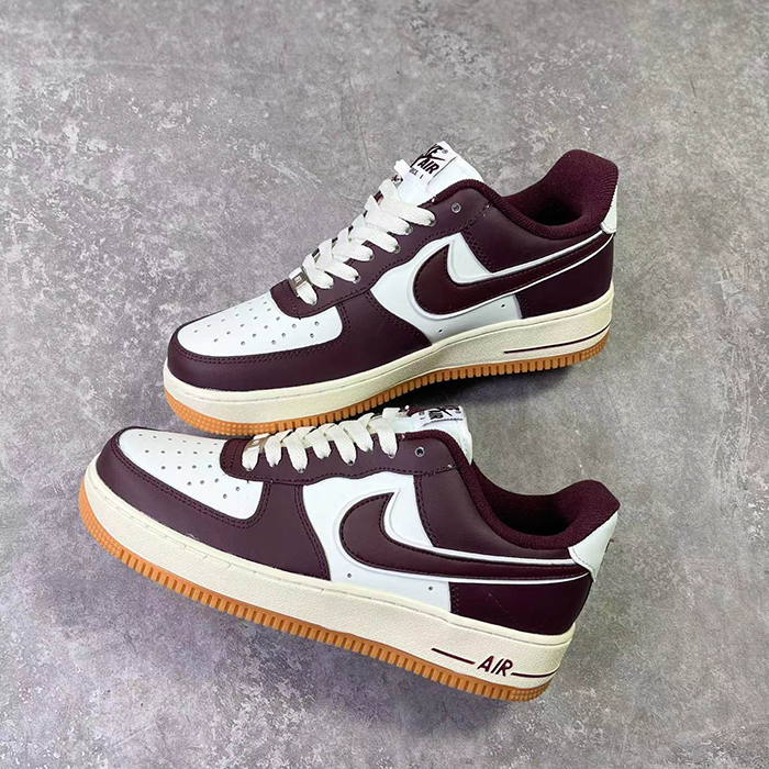 AIR FORCE 1‘07 AF1 Running Shoes-White/Wine Red-5453564