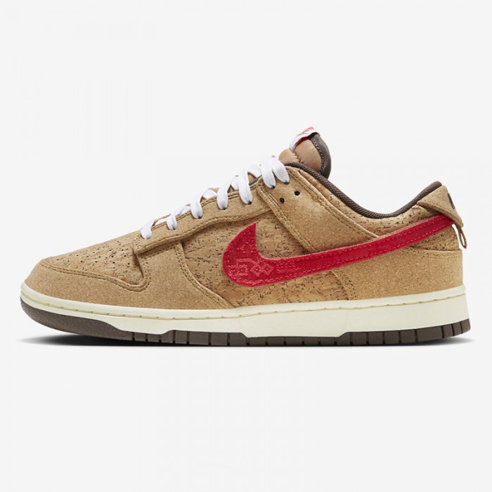 CLOT SB Dunk Low“Cork”Running Shoes-Khaki/Red-9889817