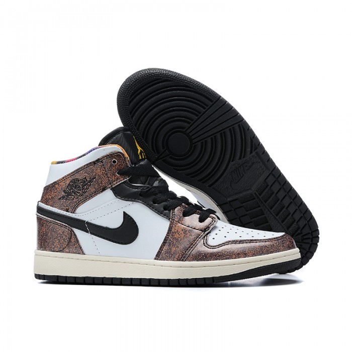 Air Jordan 1 AJ1 High Running Shoes-White/Brown-8720359