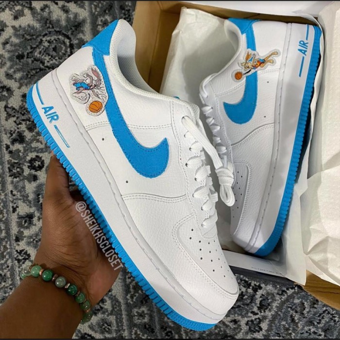 AIR FORCE 1 AF1 Running Shoes-White/Blue-4389205