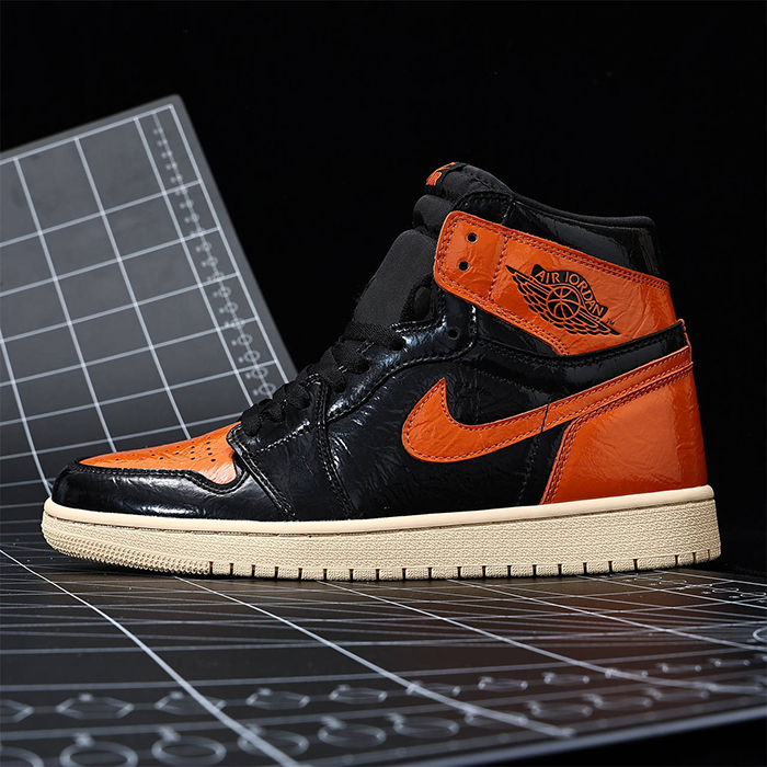 Air Jordan 1 AJ1 High Running Shoes-Black/Orange-9232040