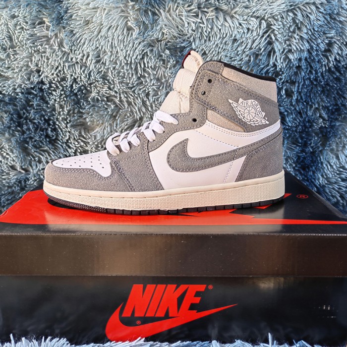 Air Jordan 1 AJ1 High Running Shoes-White/Gray-3459546