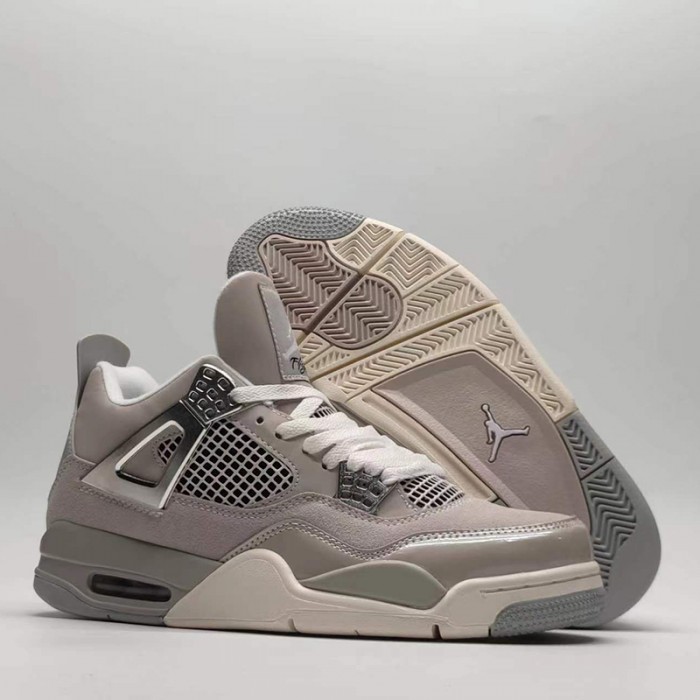 Air Jordan 4 AJ4 High Running Shoes-Gray/Silver-6435337