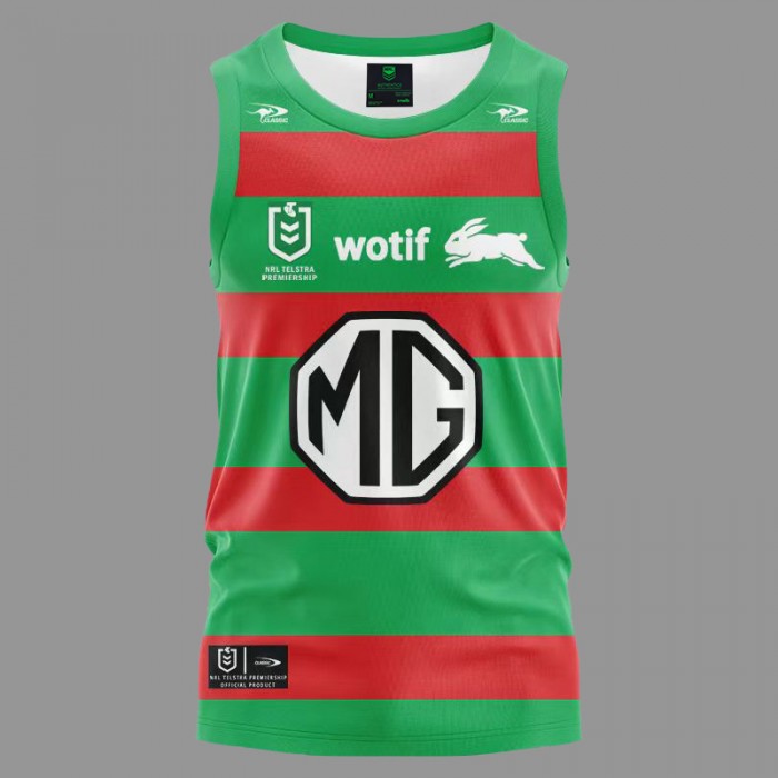 2024 NRL Rugby SOUTH SYDNEY RABBITOHS Rugby Jersey Green Red Sleeveless Vest-1953477