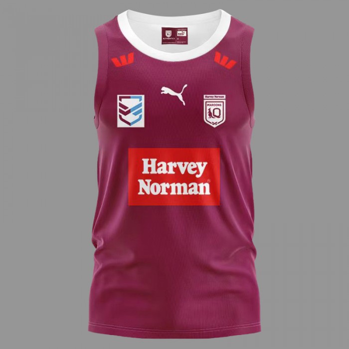 2024 NRL Rugby QLD STATE OF ORIGIN Rugby Jersey Wine Red Sleeveless Vest-4439790