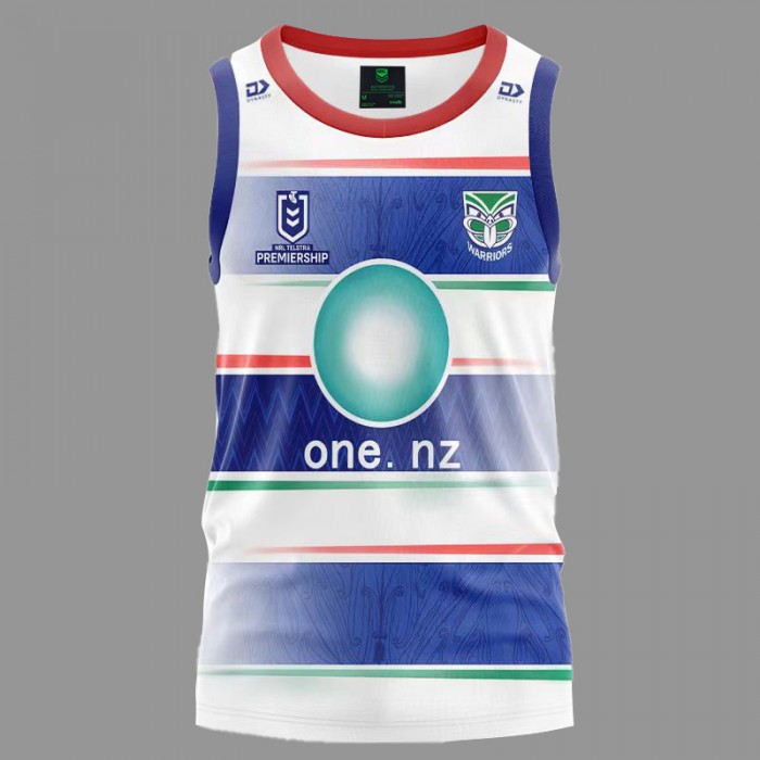 2024 NRL Rugby NEW ZEALAND WARRIORS Rugby Jersey White Blue Sleeveless Vest-3872286