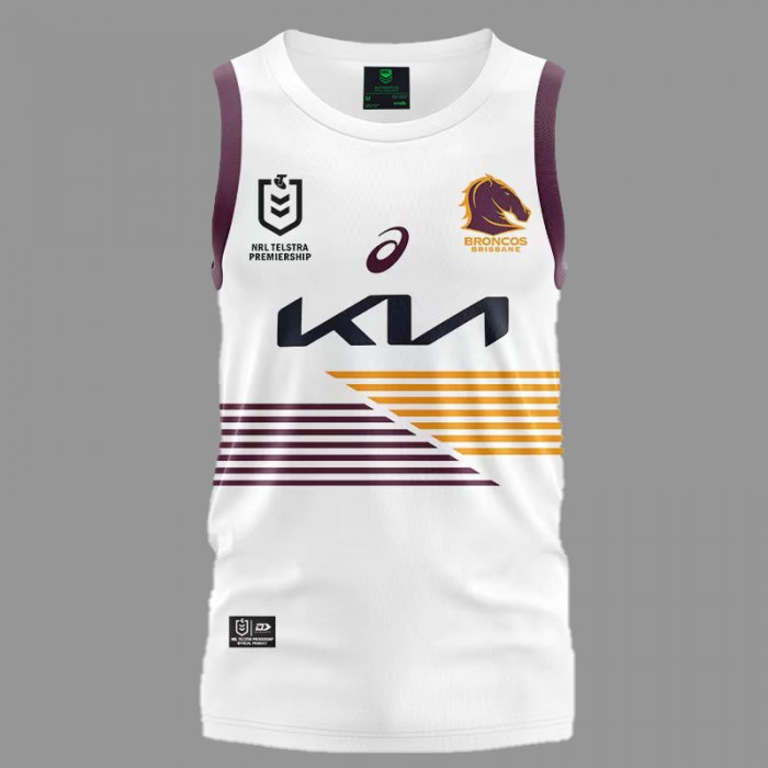 2024 NRL Rugby BRISBANE BRONCOS Rugby Jersey White Sleeveless Vest-1655571