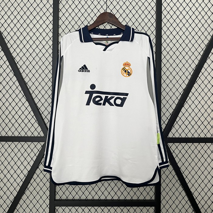 Retro 00/01 Real Madrid Home White Jersey Version Long Sleeve-3319646