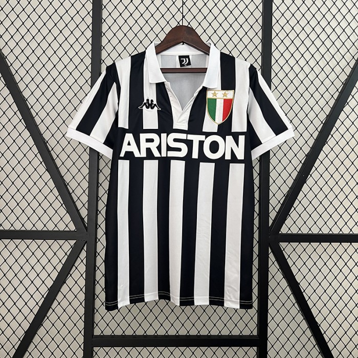 Retro 84/85 Juventus Home Black White Jersey Version Short Sleeve-7178906