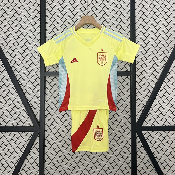 2024 kids Spain Away Kids Yellow Jersey Kit short sleeve (Shirt + Short)-906263