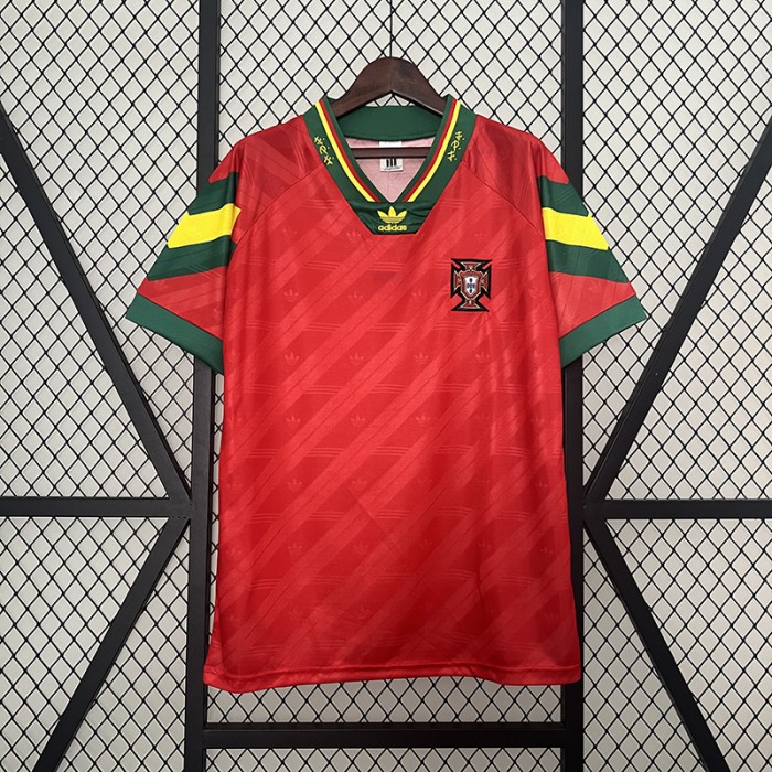 Retro 92/94 Portugal Home Red Jersey Version Short Sleeve-6657013