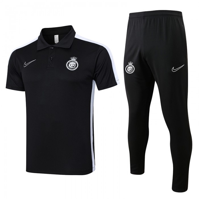 24/25 Al-Nassr FC Riyadh Victory Black Training Gray POLO Jersey Kit short Sleeve (Shirt + Long Pant)-3495942