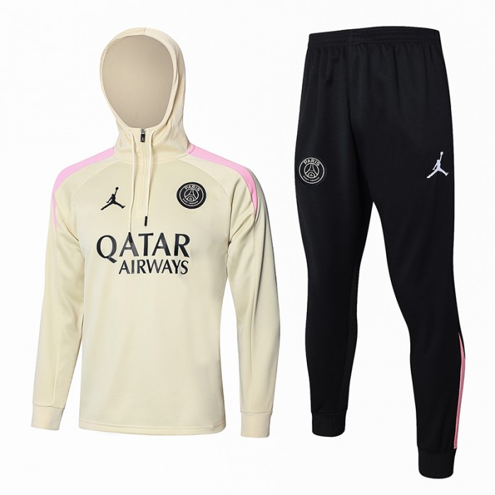 24/25 Paris Saint-Germain PSG Khaki Hooded Edition Classic Jacket Training Suit (Top+Pant)-624011