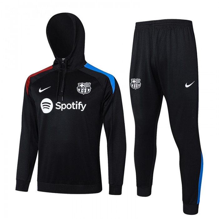 24/25 Barcelona Black Hooded Edition Classic Jacket Training Suit (Top+Pant)-6502989