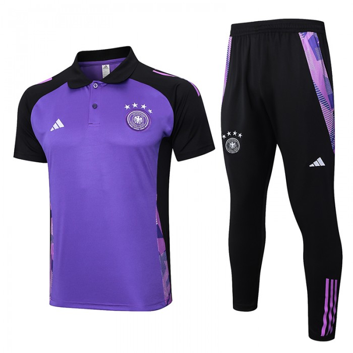 24/25 Real Madrid Purple Training Gray POLO Jersey Kit short Sleeve (Shirt + Long Pant)-8605178