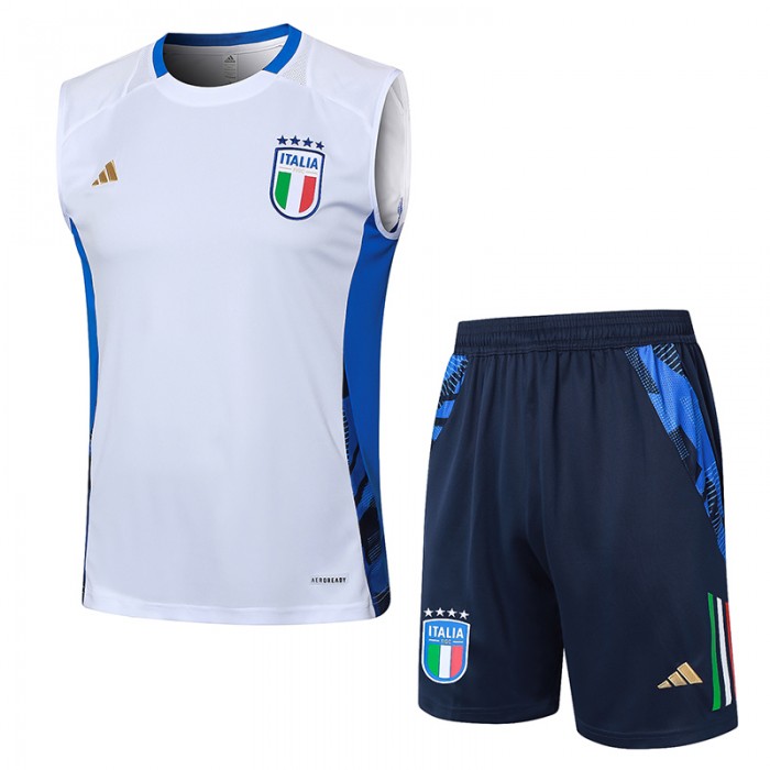 2024 Italy White Training Jersey Kit Sleeveless vest (Shirt + Vest)-9646620