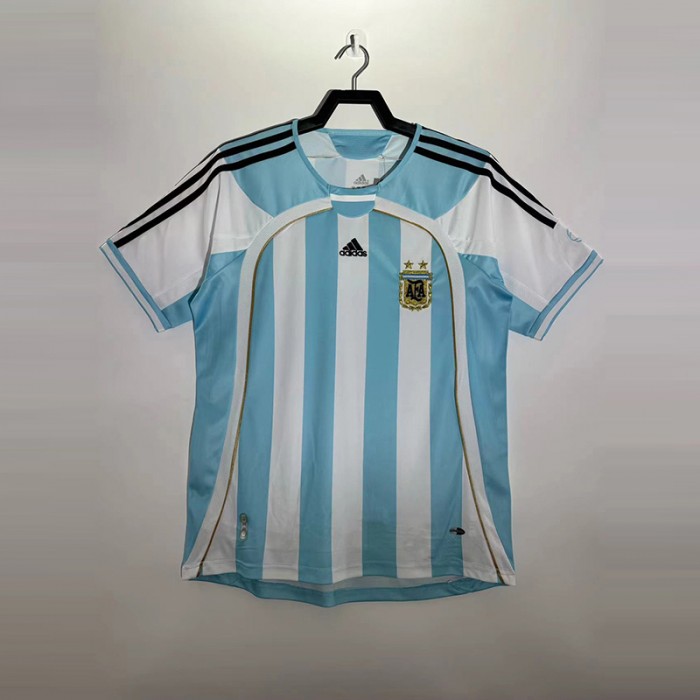 Retro 06/07 Argentina Home Blue White Jersey Version Short Sleeve-6768414