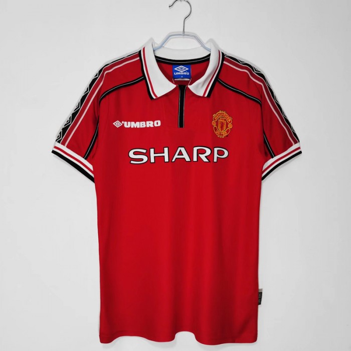 Retro 98/99 Manchester United M-U Home Red Jersey Version Short Sleeve-4978731