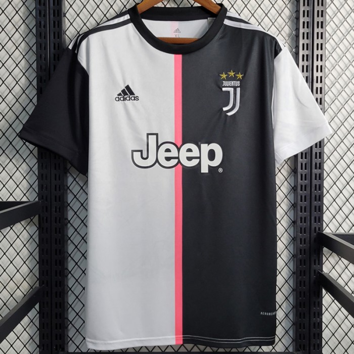 Retro 19/20 Juventus Home Black White Jersey Version Short Sleeve-6764898