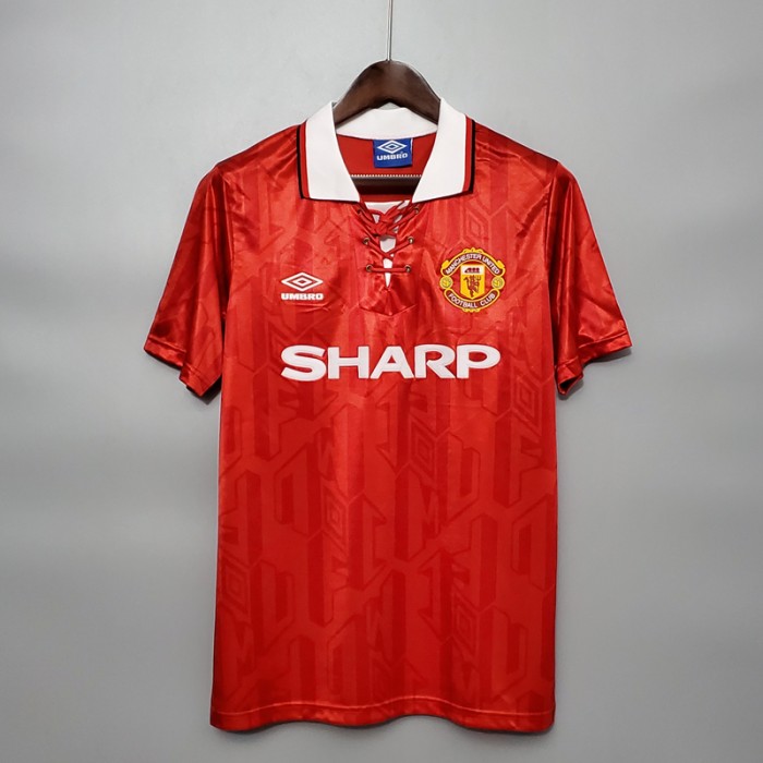 Retro 92/94 Manchester United M-U Home Red Jersey Version Short Sleeve-5547041