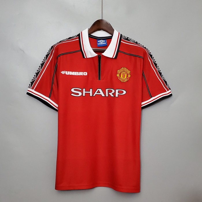 Retro 98/99 Manchester United M-U Home Red Jersey Version Short Sleeve-9362606