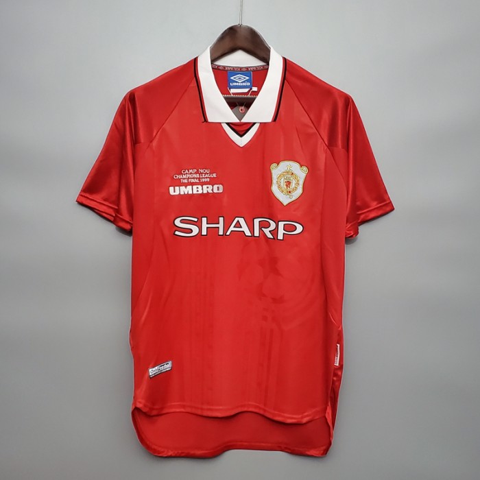 Retro 99/00 Manchester United M-U Home Red Jersey Version Short Sleeve-5914675