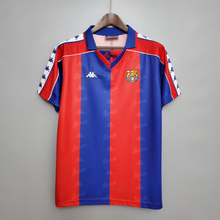 Retro 92/95 Barcelona Home Red Blue Jersey Version Short Sleeve-7423905