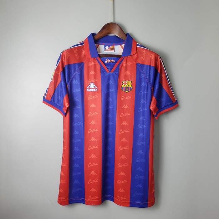 Retro 96/97 Barcelona Home Red Blue Jersey Version Short Sleeve-6390455