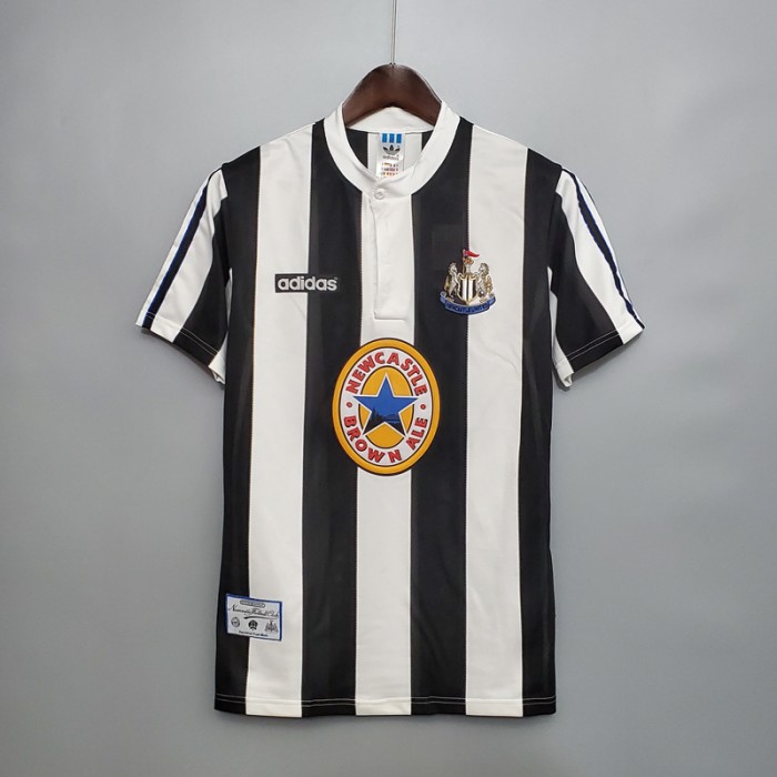 Retro 95/97 Newcastle United Home White Black Jersey Version Short Sleeve-1586311