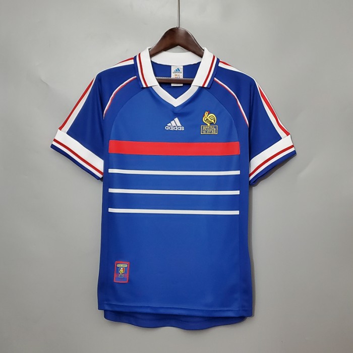 Retro 1998 France Home Blue Jersey Version Short Sleeve-523249