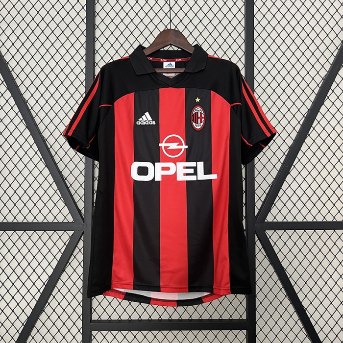 Retro 01/02 AC Milan Home Black Red Jersey Version Short Sleeve-1405121