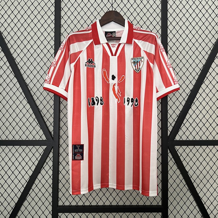 Retro Athletic Bilbao 100th Anniversary Home Stadium Red White Jersey Version Short Sleeve-3132905