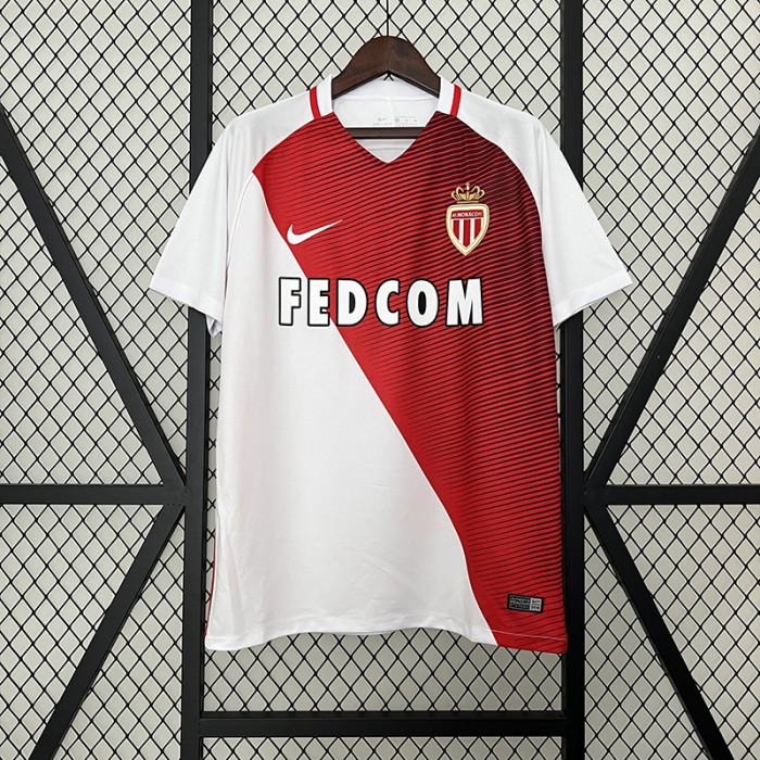 Retro 16/17 Monaco Home White Red Jersey Version Short Sleeve-2675450