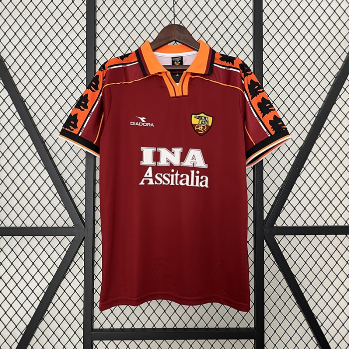 Retro 98/99 Roma Home Red Jersey Version Short Sleeve-2822537