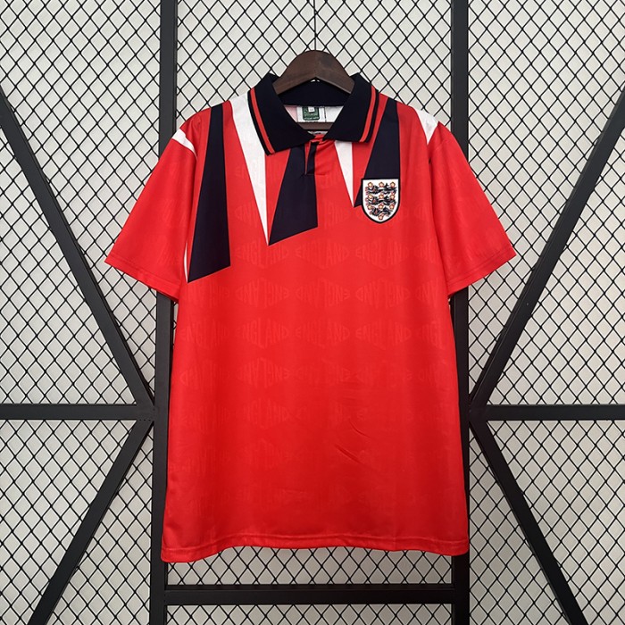 Retro 1992 England Away Red Jersey Version Short Sleeve-2685820