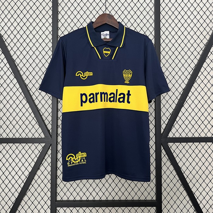 Retro 94/95 Boca Juniors Home Blue Yellow Jersey Version Short Sleeve-4683487