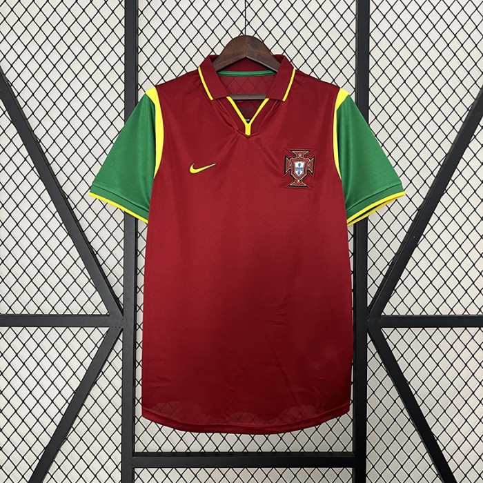 Retro 1998 Portugal Home Red Jersey Version Short Sleeve-3706162