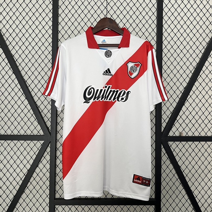 Retro 98/99 River Plate Home White Red Jersey Version Short Sleeve-5077293