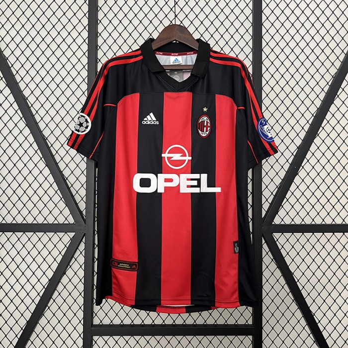 Retro 00/01 AC Milan Home Black Red Jersey Version Short Sleeve-9825470
