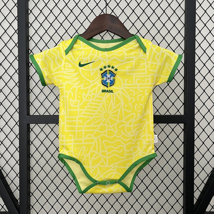 2024 Baby Brazil Home Yellow Jersey Version Short Sleeve-7929641